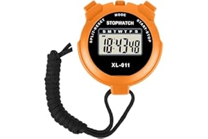 EWAYZ Sport Stopwatch Timer, Multi-Function Digital Handheld Sports Stopwatch Visual Timer Alarm Counter Pure Waterproof Display Referee Kit for Coaches Swimming Running Sports Training (ORANGE)