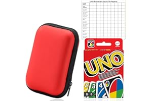 BUSHE Products Uno Card Game, Uno Case and 5 x Scorecards | Playing Cards, Travel Games, Kids Games, Card Games, Travel Games for Adults, Game Night