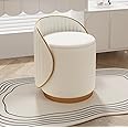 T&T Co Light Luxury 360 Degree Rotating Makeup Bench Bedroom Dressing Table Stool Storage with Backrest Round Stool Makeup Chair Leisure Ottoman Vanity Stool (Design 1, 1 Stool)