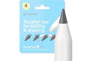 Paperlike® Pencil Tips (4x) för Apple Pencil 1:a & 2:a gen., USB-C & Pro | 10x mer hållbara, ger extra kontroll på skärmskydd med papperskänsla