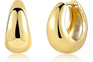 ASH'S CHOICE Silber 925 Creolen Kleine Ohrringe Damen, Silber 925 Ohrringe Klobig Kleine 14K Gold Creolen Klobig Dick Knorpel Kreolen Huggie Creolen Mini Kleine Creolen Leicht Breit Ohrringe Mädchen