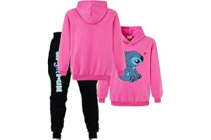 Xpialong Blue Cat Girls Boys Hoodie and Trousers 2 Pcs Cotton Tops Jumper Hoodie Suit for Unisex Kids