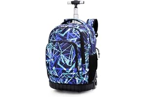 ZEVONDA Children's School Backpacks with 6 Wheels - Boys Girls Trolley Bag Removable Rolling Wheeled Backpack for Kids