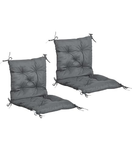 Lot De 2 Coussins Haut Dossier HANKO Ambientehome Pour Fauteuil De Jardin - Coton Doux Gris Clair 98 X 50 X 8 Cm