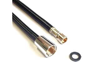 Brauseschlauch M15x1 und 1/2 Zoll Konusmutter 1000mm, schwarzer Panzerschlauch mit Nylon Geflecht für Küchenarmaturen & Badarmaturen mit ausziehbarer Brause, Ersatzbrauseschlauch für Geschirrbrause