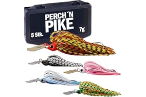 PERCH`N PIKE Chatterbait Fishing Lure Set with Box, 7 g / 13 g / 21 g Artificial Bait for Spin Fishing for Pike, Perch and Zander, Pike Bait Set Including Box for Predatory Fish Anglers