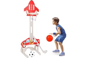 CYFIE Canasta Baloncesto Infantil, Puesto de Baloncesto 4 en 1, Canasta de Baloncesto para Niños Adecuado para Baloncesto, Fútbol, Golf y Lanzamiento de Portería