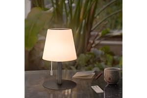 FUYO Lámpara de Mesa Solar para Exterior, 2en1 Lámparas de mesa LED recargables 7 colores Lámpara de mesa inalámbrica a pilas regulable para salón interior Patio Jardín Terraza (Negro)