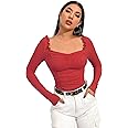 Shasmi Women's & Girl's Full Sleeve, Sweat Hear Neck, Frill Trim Ruched Crop Top for Women, Tops, Slim Fit T-Shirts for Girls (Top 71 Black Small)