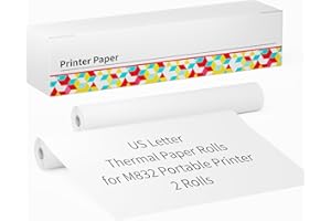 COLORWING M832 Lot de 2 rouleaux de papier d'impression thermique A4, compatible avec imprimante mobile M832, 210 x 297 mm, sans BPA, 7 m