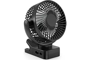 QEEKADA Ventilador portátil con clip de 12000 mAh, ventilador USB,ventilador carro bebe, pinza ventilador para coche, 3 en 1 Mini Ventiladors Súper Silencioso con LED, Rotación de 360 °
