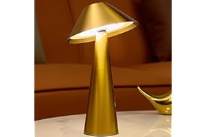 Bojim Lampe de Table LED Sans Fil Rechargeable USB, Tactile Dimmable Lampes, Interieur a Poser Batterie 4000mAh, pour Chevet Exterieur Restaurant Terrasse, Tête de Lampe Pivotante, IP54, Or
