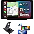 plimpton 2024 Wireless Carplay Android Auto Screen, 7 inch Portable IPS Touchscreen, Car Stereo with GPS Navigation, Mirror Link, AUX, BT, Voice Assistance, L1