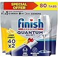 Finish Powerball Dishwasher Detergent All in One Tablets for Deep Clean & Sparkling Shine, Lemon Sparkle - 40 Tabs (Pack of 2)