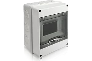 Royouzi Ytmonterad fördelningsbox, IP65-säkringslåda, 1 rad för 5 MODULE ytmonterad fördelare, svart, plast, vattentät