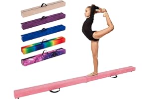 COSTWAY Folding Gymnastics Balance Beam, 7FT/8FT/9FT Kids Training Beam with Carry Handles, Anti-Slip Base, Floor Gymnastics Beams for Home Gym Exercise