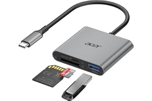 acer Lettore di schede SD con USB 3.0, lettore di schede SD USB C 3.0, Adattatore per SD/Micro SD/SDHC/SDXC/MMC, compatibile con iPhone 16, MacBook Pro/Air, iPad Pro 2021, Pixel, XPS 13, ecc.
