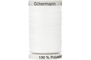 GÜTERMANN White Colour 800 Gutermann Top Stitch Sewing Thread Extra Strong Thick Polyester Upholstery Jeans Denim Button Stitch (1 x 30 Meter Spool)
