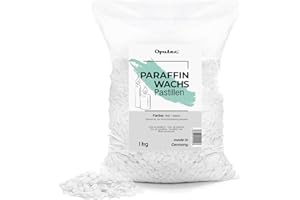 Oputec - Pastiglie di cera di paraffina per candele, 1kg: cera bianca, per candele in cera fai da te, prodotte in Germania