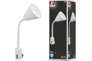 Paulmann 95428 Lámpara enchufable Junus con brazo flexible máx. 20 W, lámpara, blanco, metal, plástico, luz E14