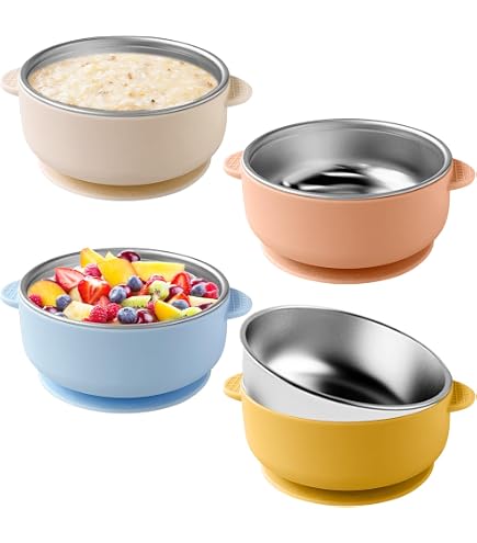 Lot De 4 Assiettes En Acier Inoxydable 304 - Plateaux Contrôle Des Portions 22,9 Cm 3 Compartiments - Incassables Pour Enfants Et Adultes