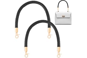 CENCERY Confezione da 2 manici per borse in pelle 60CM manici per borse intrecciati per borse, tracolle, manici di ricambio per borse fai da te, manici per borse all'uncinetto con 2 moschettoni (nero)