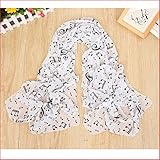 Westeng Silk Scarf Women?s Beach Ultra-thin Shawl Wrap Sunscreen Music Character Printing Decoration Chiffon Scarf