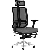 Calitte Spark SX Ofis Sandalyesi Ayak Uzatmalı Fileli Sırt Ergonomik &Ccedil;alışma Koltuğu (Siyah-Krom)