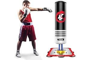 Dripex Sac de Frappe sur Pied Rempli 120 cm Sac de Boxe Adolescent Punching Bag avec 12 Ventouses pour Karaté Taekwondo MMA