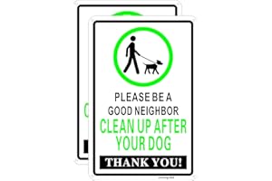 JOFFREG Clean Up After Your Dog Sign,Please Be a Good Neighbor,20 x 30 cm,Reflective Aluminum,UV Printed,Weather Resistant,Waterproof,Durable Ink,Easy to Mount,Indoor Or Outdoor Use,2 Pack