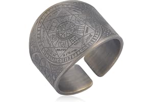 LIKGREAT Sigillo dei 7 Arcangeli Anello Metatron Cubo Anelli Sigillo di Lilith Biblico Talismano Amuleto Anelli Geometria Rame Anello Aperto Buona Fortuna Protezione Gioielli Religiosi per Uomini Donne