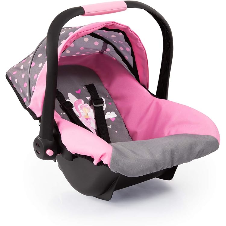 Siège Auto Pour Poupée Rose Avec Pied, Coussin Fourrure Et Clip Ventilation - Accessoire Décor Voiture Et Bureau