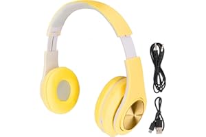 ELPRICO Słuchawki Bluetooth, Składane Bezprzewodowe Słuchawki Nauszne z Redukcją Szumów z Kolorowym światłem do Telefonu Laptop(Żółty)
