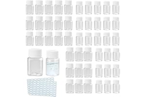 DURANTEY 50 PZ Bottiglie di Viaggio Vuote 20ml e 30ml Flaconi Plastica Contenitori Cosmetici Vuoti con Tappo a Vite Bianco e 2 Fogli Etichette Adesive per Cosmetici Lozione Shampoo Liquido