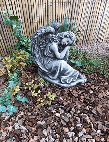 Steinfigur Engel Angel Gartenfigur Grabengel Skulptur Grabschmuck Frostfrei massiver Steinguss - 6