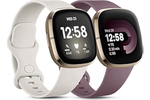 CeMiKa 2 Pacchi Compatibile con Fitbit Versa 4/Versa 3 Cinturino/Fitbit Sense/Sense 2 Cinturino, Morbido Sportivo di Ricambio Cinturini Compatibile con Fitbit Versa 4/Versa 3/Sense, Piccolo Grande