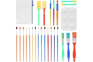 HDGSAFD 25 pennelli da pittura, 1 astuccio, pennello colorato, set di pennelli, pennello lavato, pennello per attrezzi in spugna, set di pittura fai da te