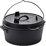 Naturehike Dutch Oven aus Gusseisen Eine Feuertopf Kochtopf Campingtopf Backblech für Garden Camping Lagerfeuer (Schwarz 4.5L