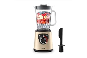 Moulinex Blender électrique, 1200 W, Bol verre capacité utile 1,5 L, Mixeur Smoothie, Technologie de lames Powelix, Haute qualité, Nettoyage facile, PerfectMix Noir/Or LM871A10
