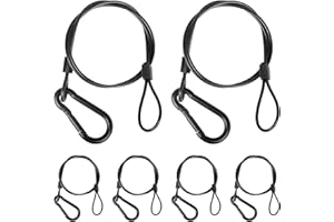jindaaudio Lighting Safety Cable with Loops(6-Pack), 25kg Load Stage Light Safety Cable Black Security Chain Hanging on Trusses, Stainless Steel Lanyard（Diameter 2mm/0.08in, Length 50cm/19.69in)