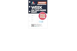 NBplanner Ricarica per agenda accademica 2025-2026, formato tascabile, settimana su due pagine, compatibile con Filofax, mensile, settimanale, inglese (accademico 03)