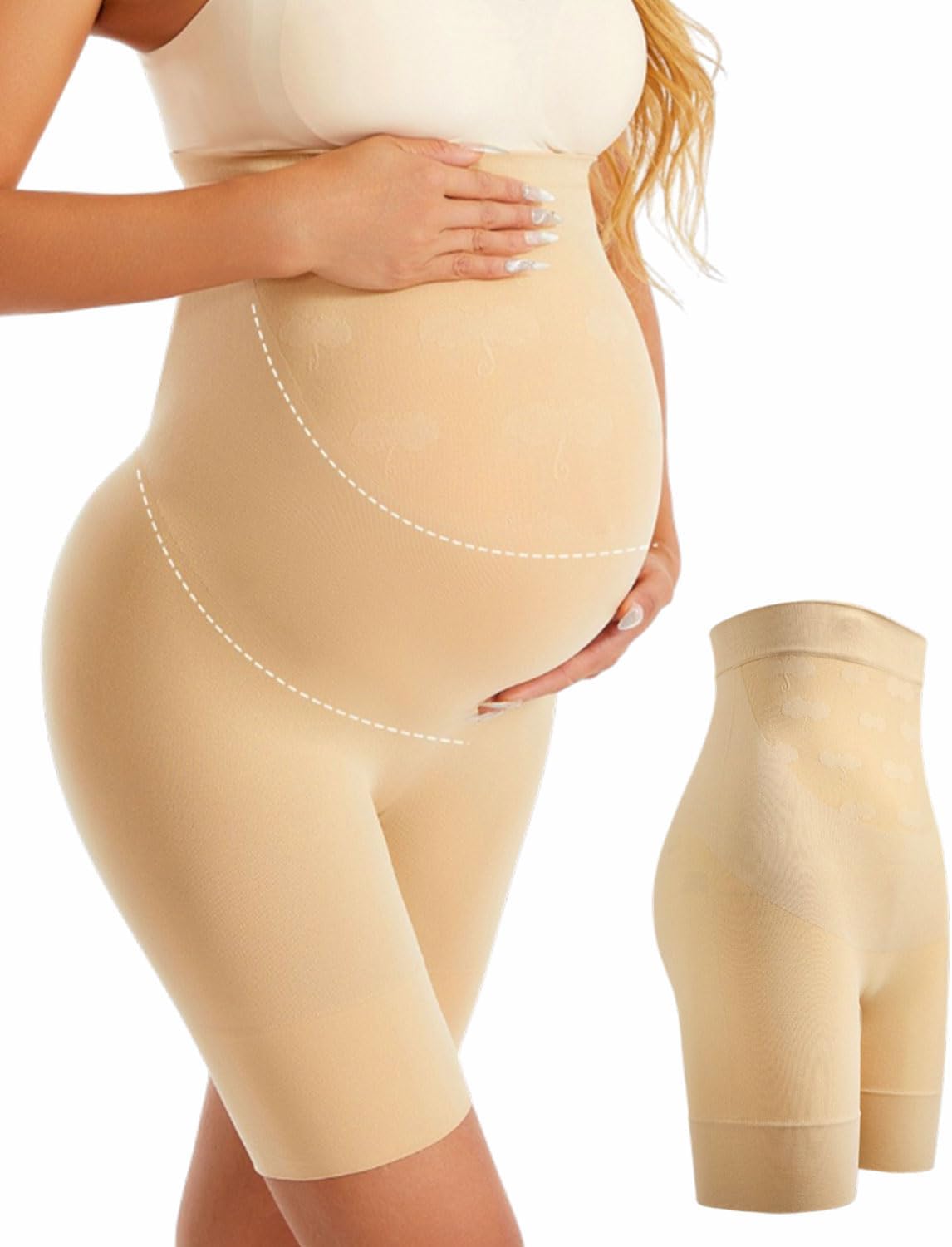 HSIXHAF Bragas Embarazada Cintura Alta Pantalon Antirozaduras Mujer Verano Ropa Interior Premamá - Beige/XL