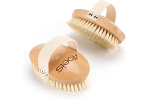 Abeis Body Brush - Brosse de douche à brossage humide et sec avec brosse en poils de sanglier 100% doux - Brosse pour le corps en hêtre naturel