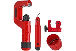 GOCHANGE 4-1 Pipe Cutter Set, High Performance Pipe Cutter 1/4-2 Inch AD Mini Cutter 1/8-7/8-Inch AD Mini Copper Pipe Cutter with Deburring Tool PVC/Aluminium/Copper, Suitable for Repair DIY Work