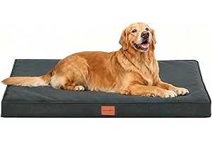WAVVE Cama Perro Extra Grande Ortopédica 112x81x7.6 cm, Colchon Perro Impermeable Lavable, Sofá Perro Ortopedica Desmontable, Colchoneta Perro con Espuma De Caja De Huevos, Gris