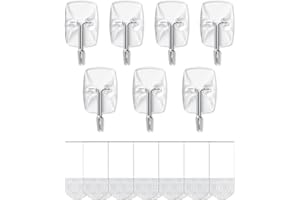 JELLYSUB 7 Hooks+12 Strips, Clear, Small Wire Toggle Hook Value Pack, Wall Mount Hanging Hooks with Adhesive Strips, No Tools Wall Hooks for Hanging, Damage-Free Organization
