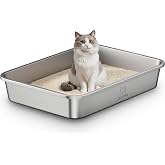 Cat Litter Box, Stainless Steel, Large Litter Box for Cats, Kittens and Rabbits, XXL Tall Litter Box for Cats, Non-Stick, Odo