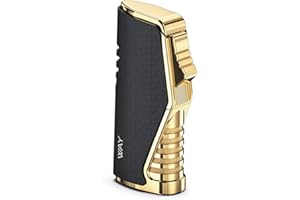 VVAY Briquet Tempete Gaz Recharge Briquet Chalumeau Rechargeable Triple Flamme (Vendu sans Gaz) Noir
