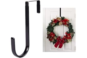 HEHGLNG Black Wreath Hanger - Strong Bearing Fall Wreath Christmas Halloween Decorations Carbon Steel Wreath Door Hook 5" Height Wreath Hangers, Home Decor Wreath Hangers