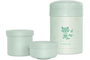 Miniland - Thermetic Termo Bebé para Comidas 700ml con 2 Recipientes Herméticos, Acero Inoxidable, Conserva Temperatura, Apto para Calentar y Libre de BPA (Mint)